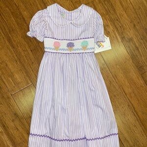 NWT Marmellata girls lavender striped smocked ice cream cone dress size 6x